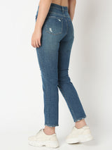 Women Emma Jeans Slim Fit Mid Blue High Rise