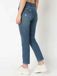 Women Emma Jeans Slim Fit Mid Blue High Rise