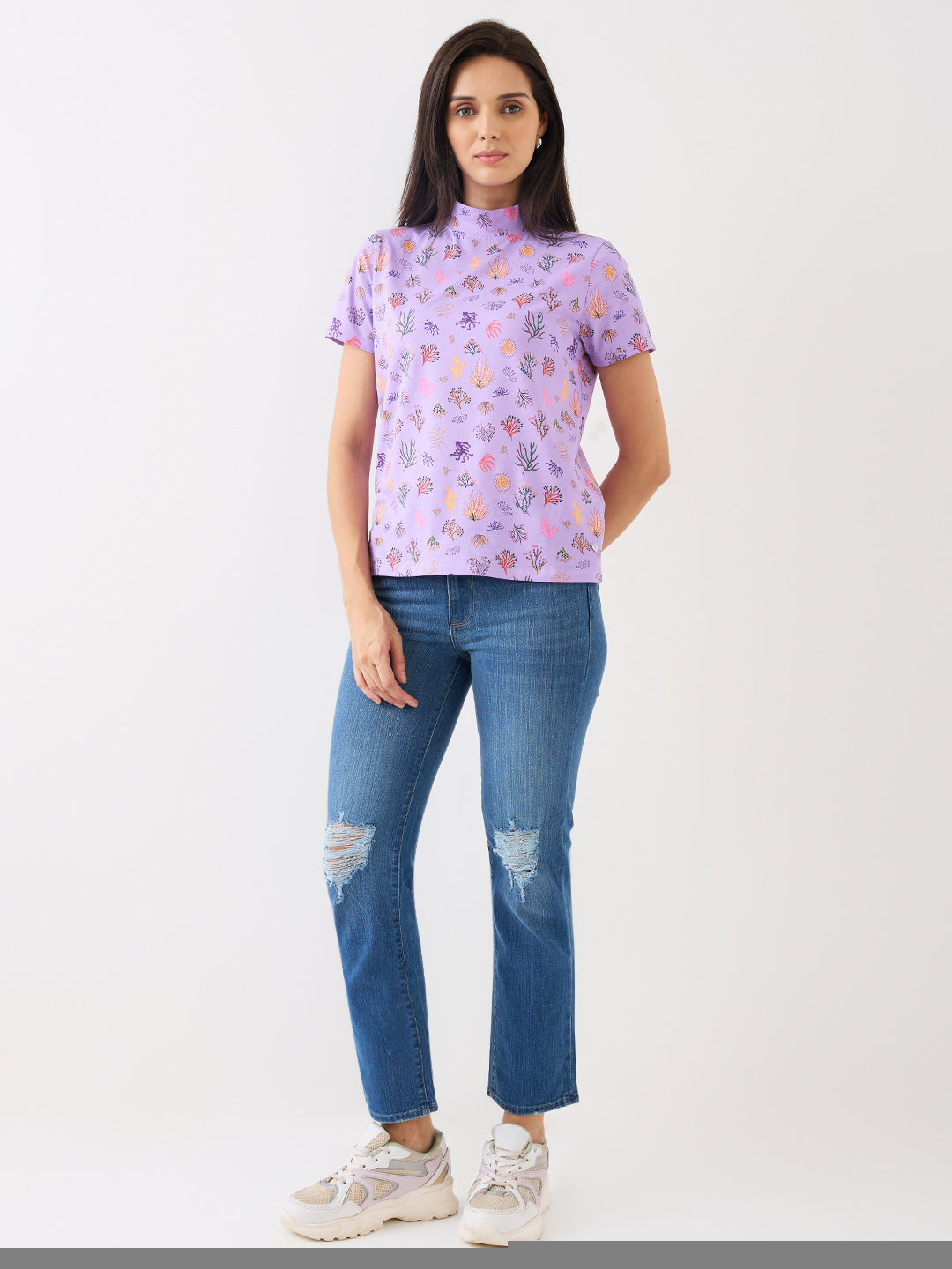 Spykar Mid Blue High Rise Wide Leg Casual Jeans For Women