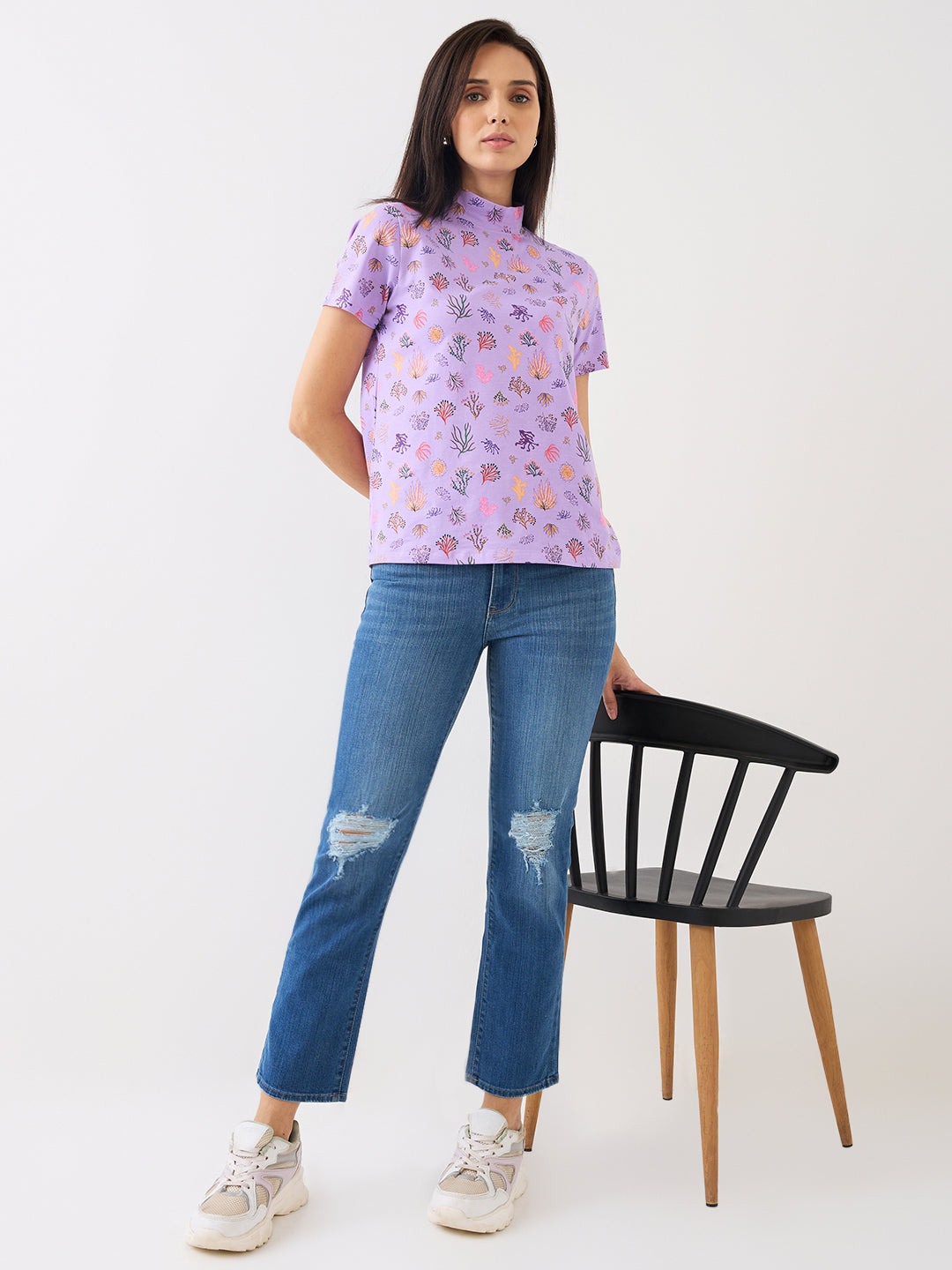 Spykar Mid Blue High Rise Wide Leg Casual Jeans For Women