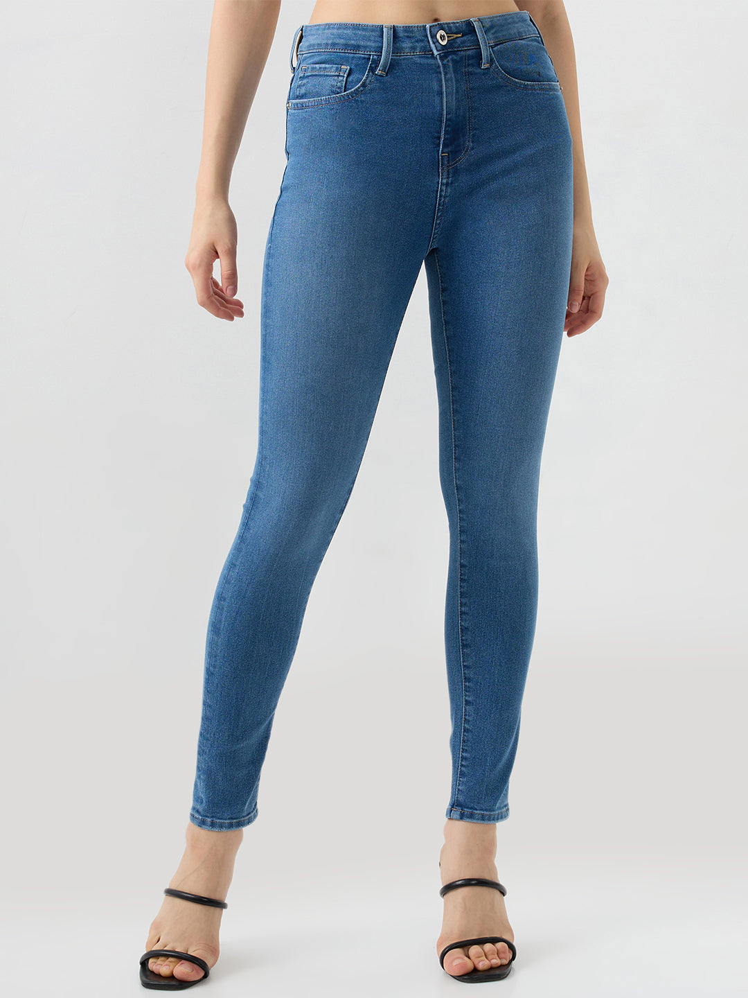 Spykar Light Blue Super Skinny Fit High Rise Jeans For Women