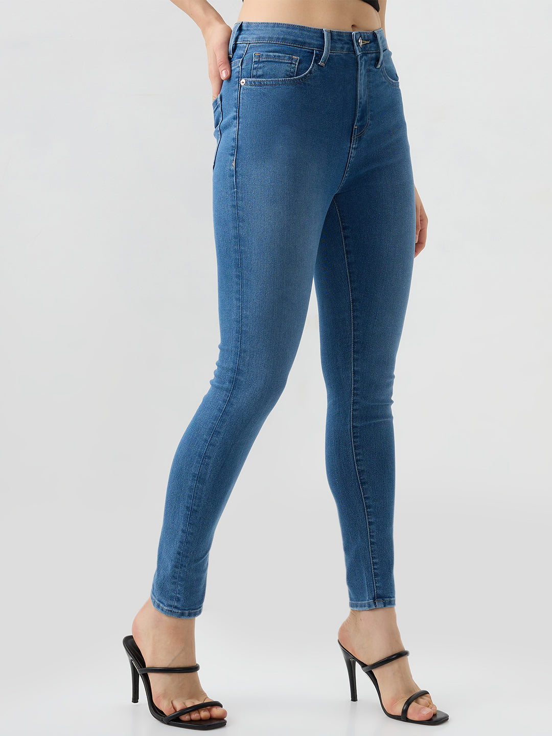 Spykar Light Blue Super Skinny Fit High Rise Jeans For Women