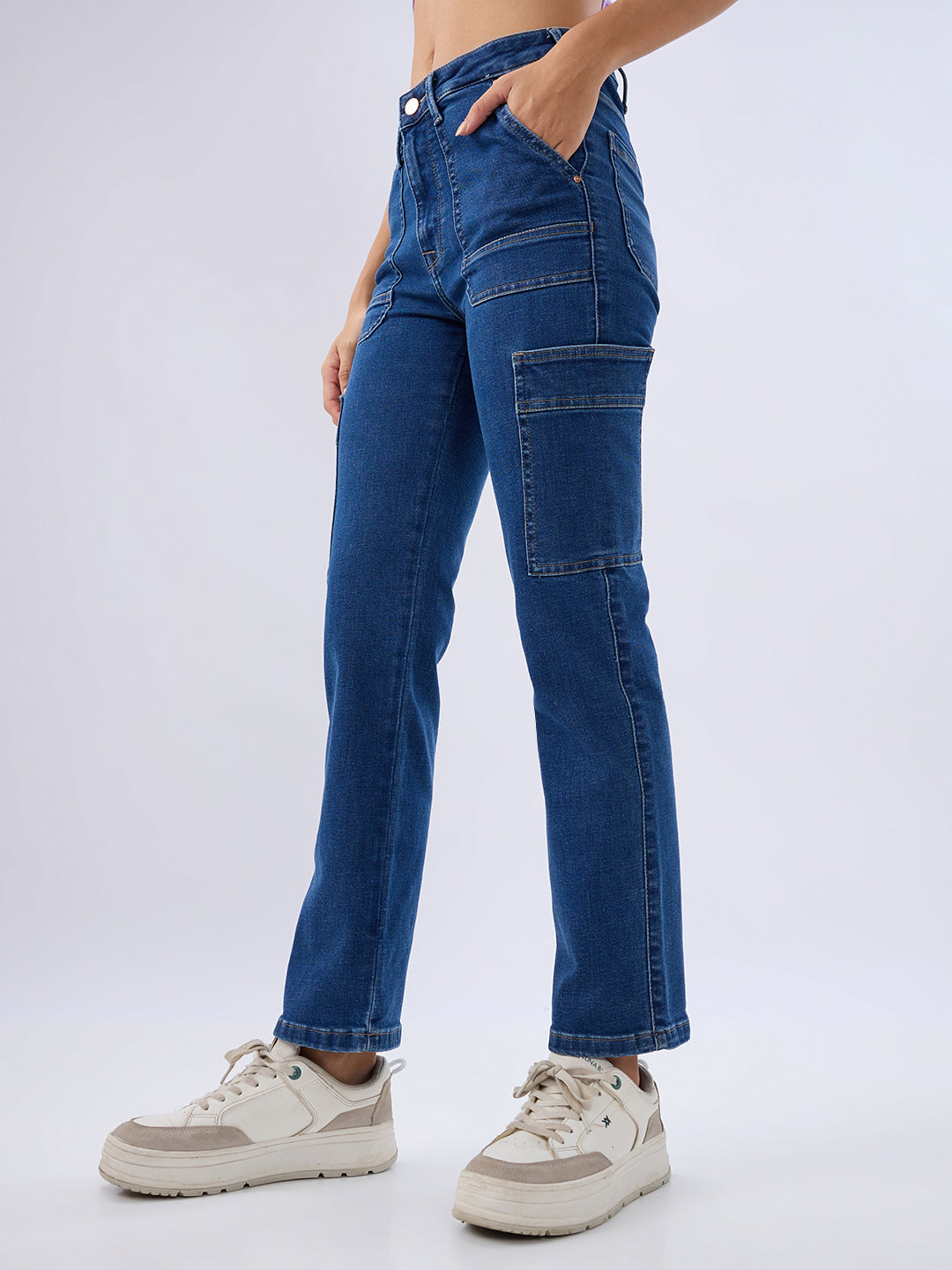 Spykar Mid Blue Slim Fit Mid Rise Jeans For Women