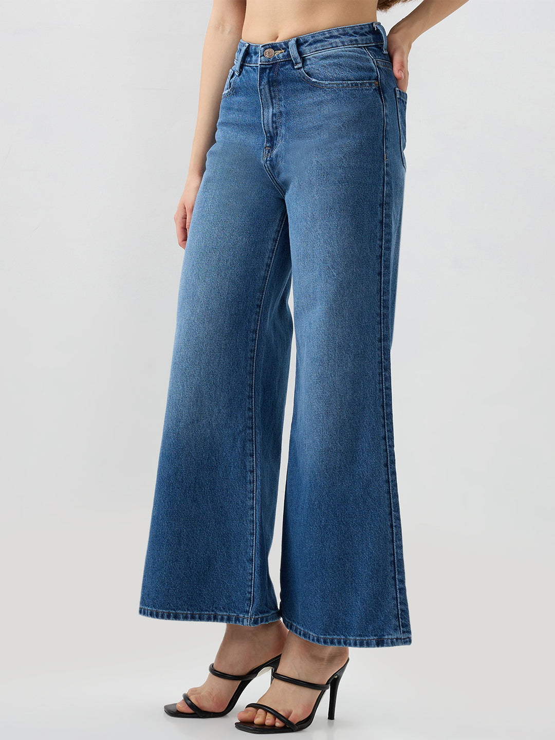 Women Bella-Wide Jeans Super Wide-Leg Blue High Rise