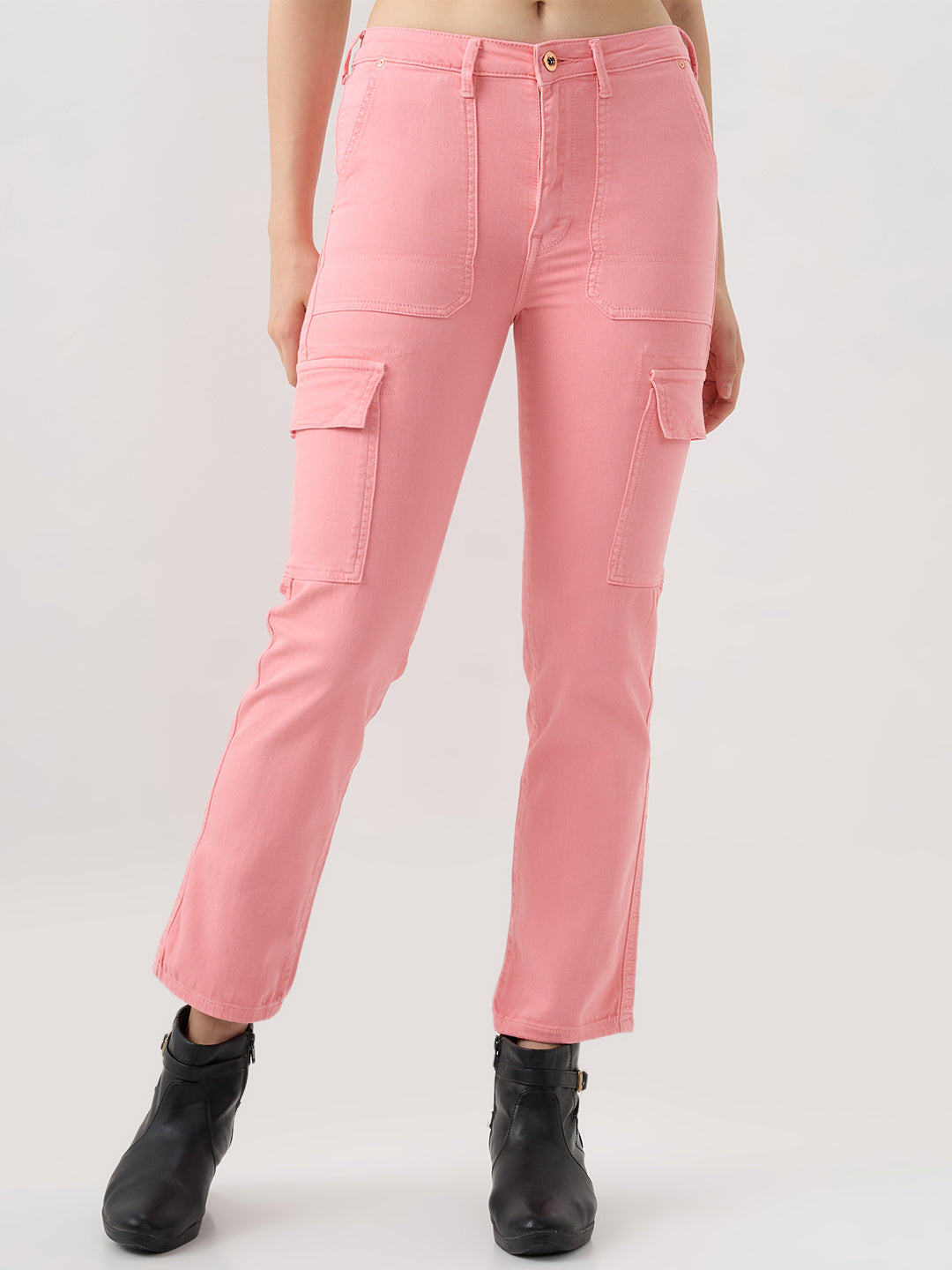Spykar Thrift Pink Slim Fit Mid Rise Jeans For Women