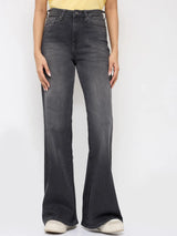 Women Flare Fit Jeans Flare Leg Grey High Rise