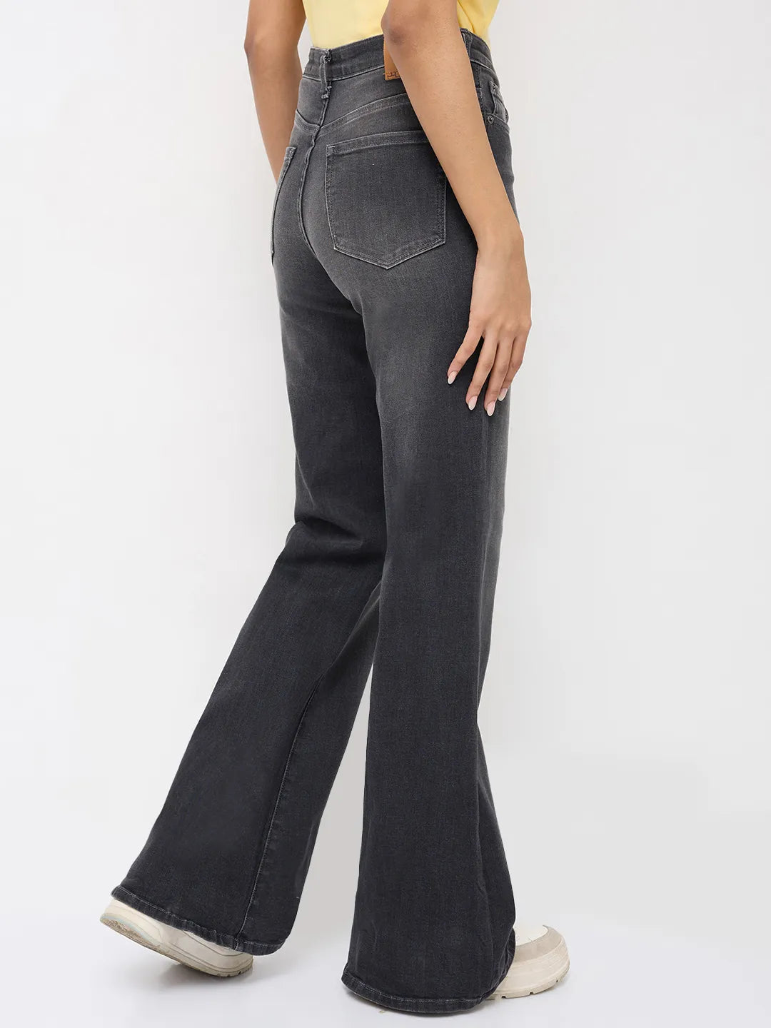 Women Flare Fit Jeans Flare Leg Grey High Rise