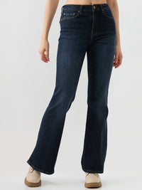 Women Flare Fit Jeans Flare Leg Blue Mid Rise