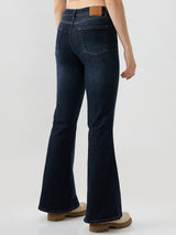 Women Flare Fit Jeans Flare Leg Blue Mid Rise