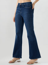 Women Flare Fit Jeans Flare Leg Blue Mid Rise