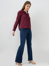 Women Flare Fit Jeans Flare Leg Blue Mid Rise