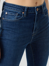 Women Flare Fit Jeans Flare Leg Blue Mid Rise