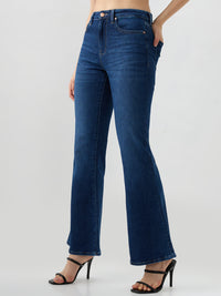 Women Flare Fit Jeans Flare Leg Blue Mid Rise