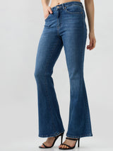 Women Flare Fit Jeans Flare Leg Blue Mid Rise