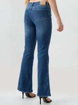 Women Flare Fit Jeans Flare Leg Blue Mid Rise