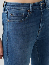 Women Flare Fit Jeans Flare Leg Blue Mid Rise
