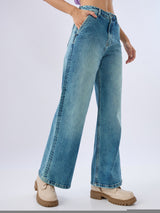 Women Bella-Wide Jeans Wide Leg Blue Mid Rise