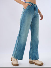 Women Bella-Wide Jeans Wide Leg Blue Mid Rise