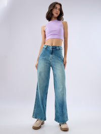 Women Bella-Wide Jeans Wide Leg Blue Mid Rise