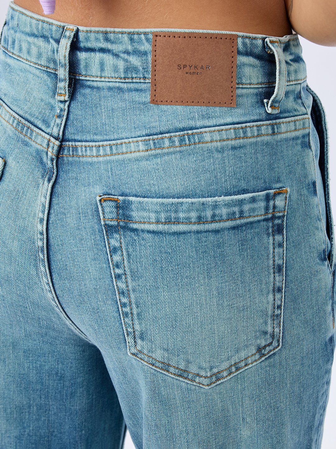 Spykar Vintage Blue Wide Leg Mid Rise Jeans For Women