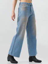 Women Bella-Wide Jeans Wide Leg Blue Mid Rise