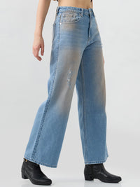 Women Bella-Wide Jeans Wide Leg Blue Mid Rise