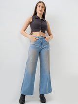Women Bella-Wide Jeans Wide Leg Blue Mid Rise