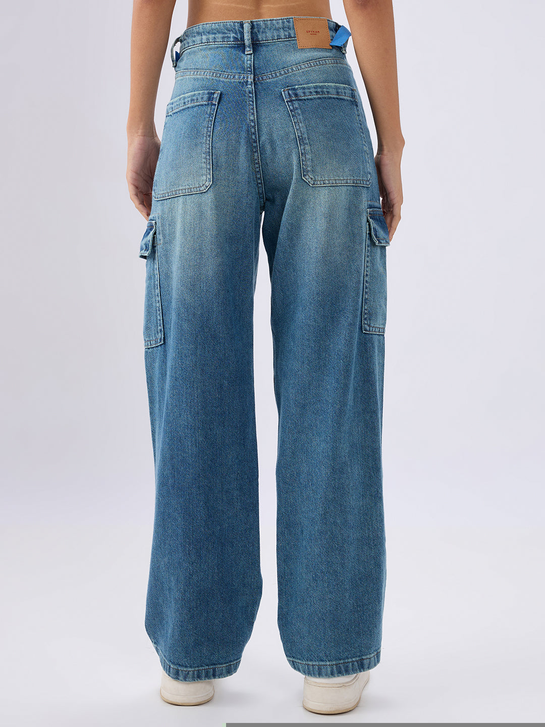 Spykar Mid Blue Straight Fit Mid Rise Jeans For Women