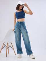 Women Bella Jeans Straight Fit Blue Mid Rise