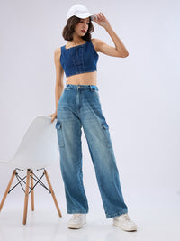 Women Bella Jeans Straight Fit Blue Mid Rise