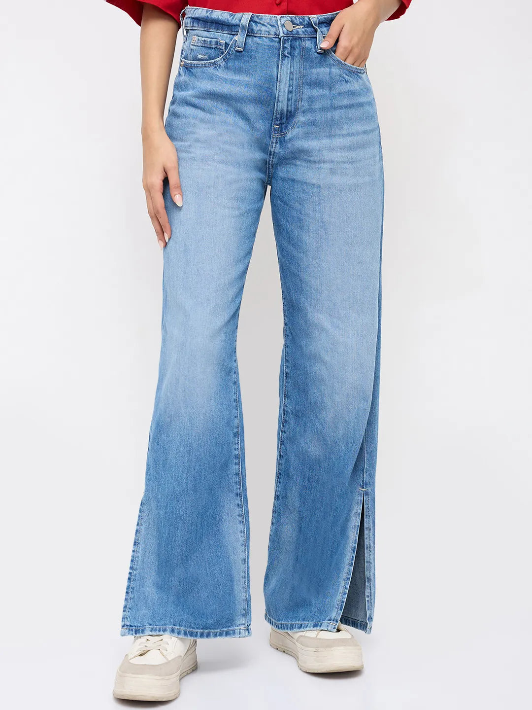 Women Bella Jeans Straight Fit Light Blue High Rise