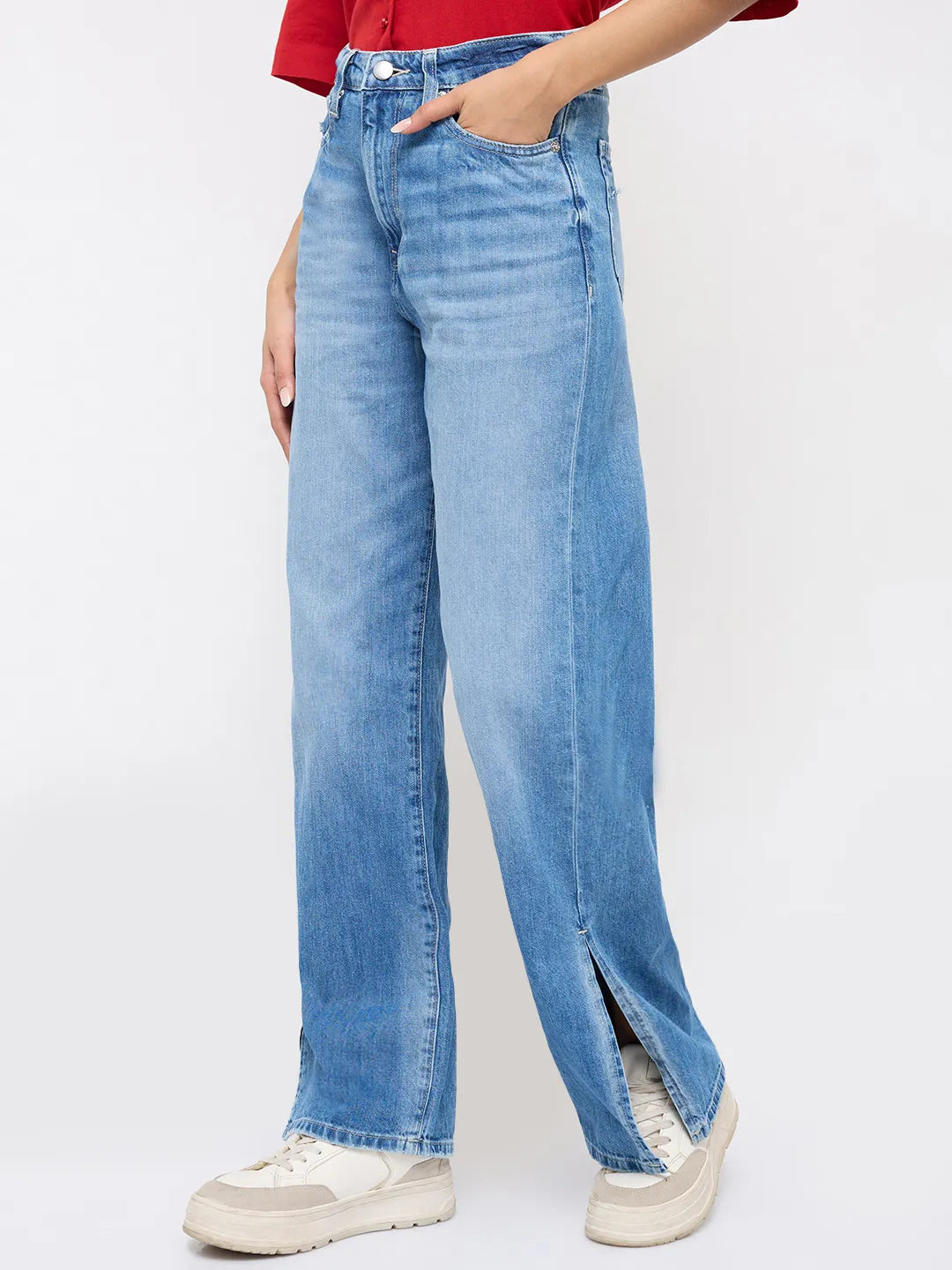 Women Bella Jeans Straight Fit Light Blue High Rise