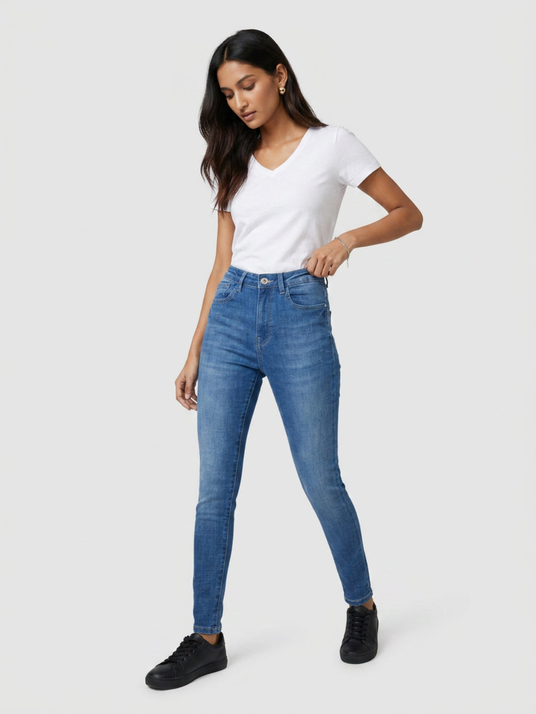 Women Alexa Jeans Super Skinny Fit Mid Blue High Rise