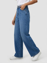 Women Barrel Jeans Barrel Leg Mid Blue High Rise