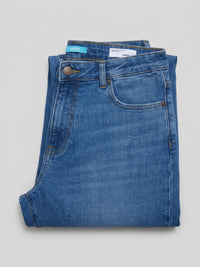 Women Barrel Jeans Barrel Leg Mid Blue High Rise