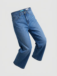 Women Barrel Jeans Barrel Leg Mid Blue High Rise