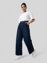 Women Barrel Jeans Barrel Leg Dark Blue High Rise