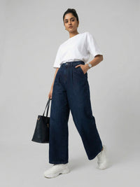 Women Barrel Jeans Barrel Leg Dark Blue High Rise