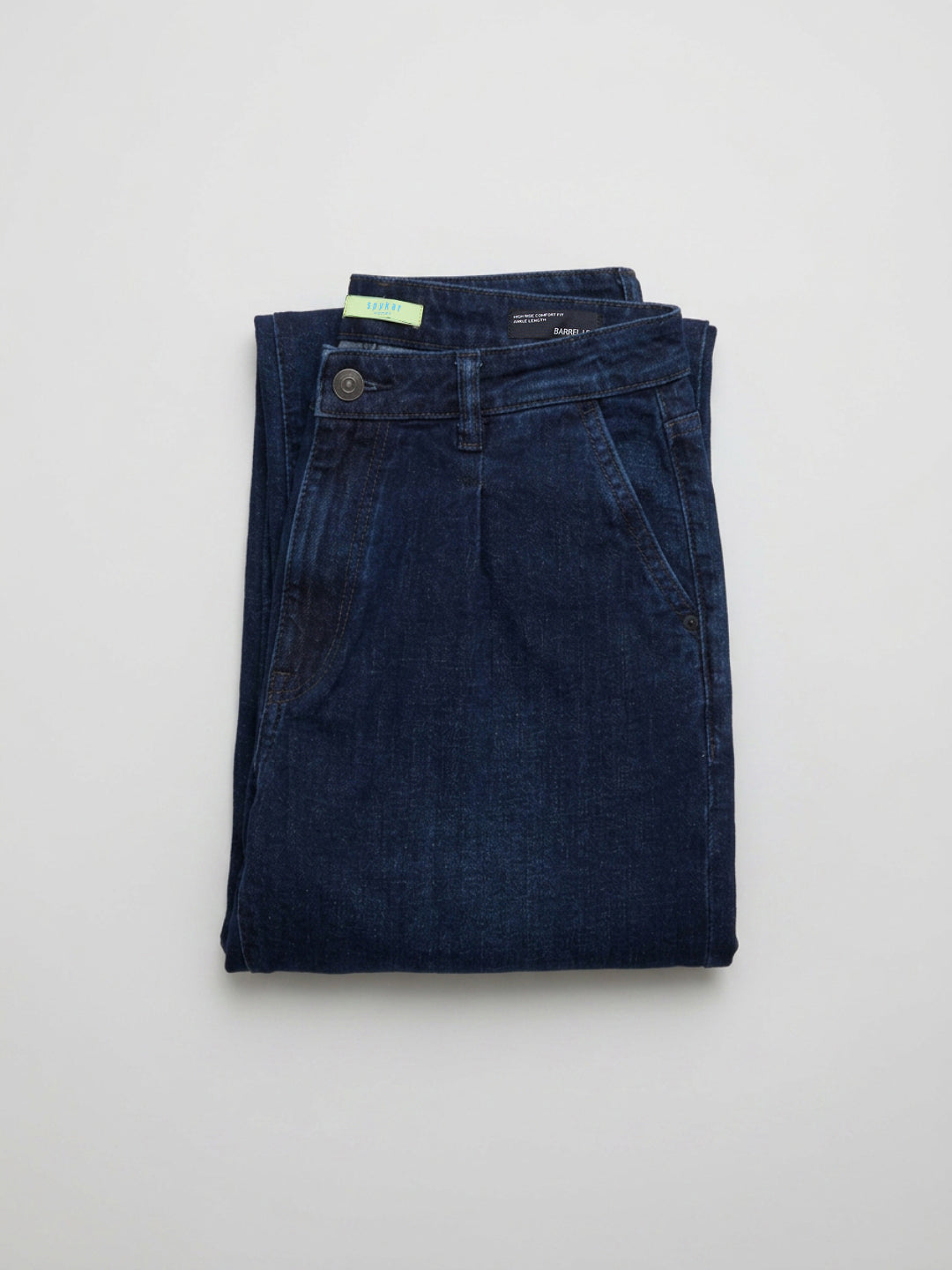 Women Barrel Jeans Barrel Leg Dark Blue High Rise