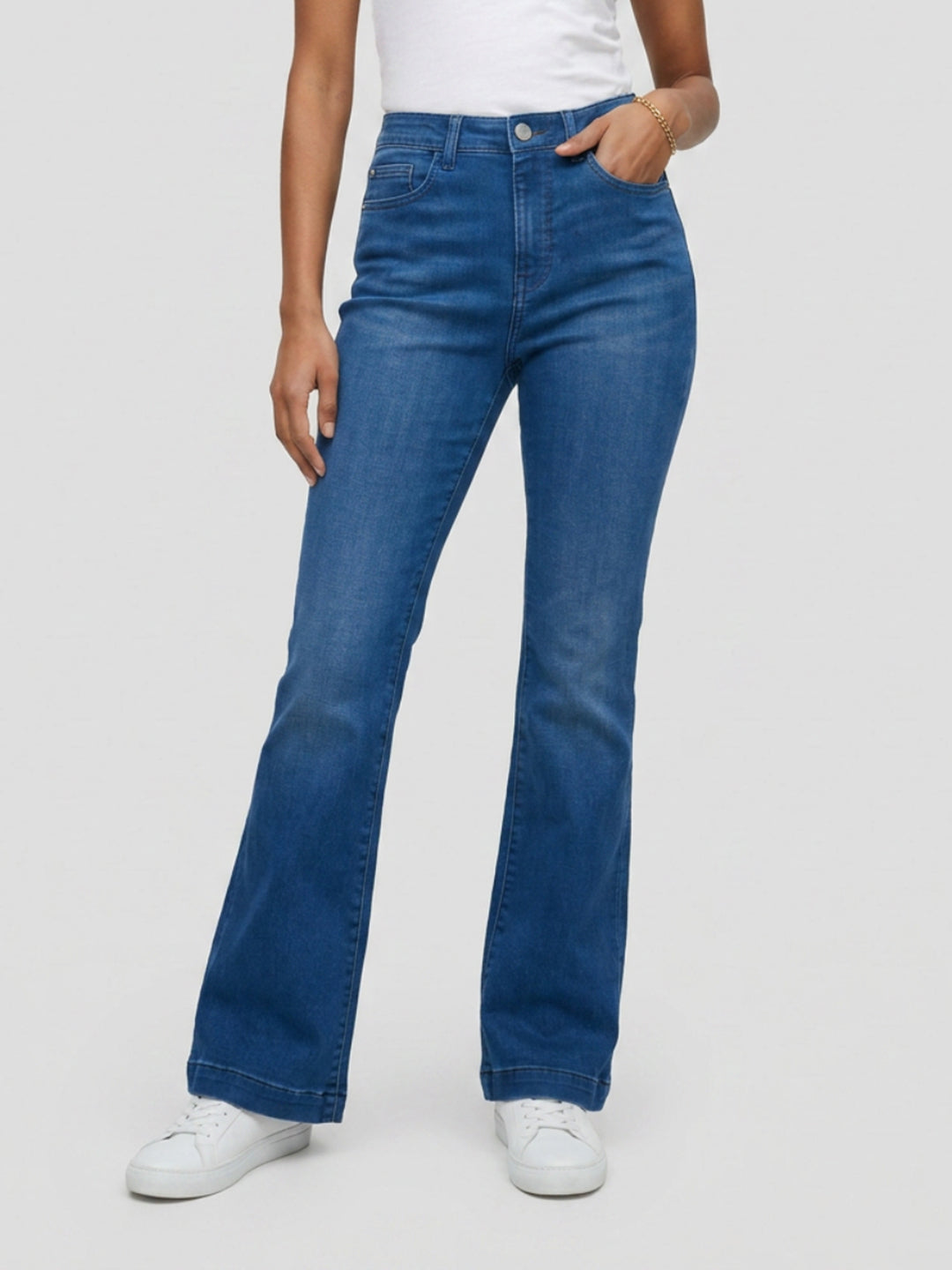 Women Elissa Jeans Boot Cut Fit Mid Blue High Rise