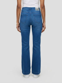 Women Elissa Jeans Boot Cut Fit Mid Blue High Rise