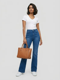 Women Elissa Jeans Boot Cut Fit Mid Blue High Rise