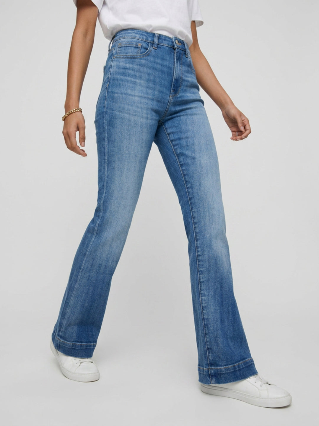 Women Elissa Jeans Boot Cut Fit Mid Blue High Rise