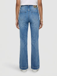 Women Elissa Jeans Boot Cut Fit Mid Blue High Rise
