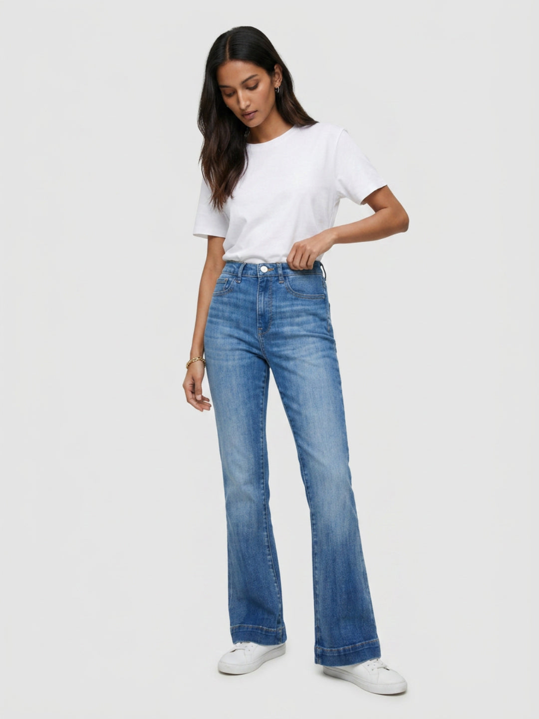 Women Elissa Jeans Boot Cut Fit Mid Blue High Rise