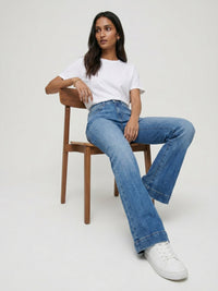 Women Elissa Jeans Boot Cut Fit Mid Blue High Rise