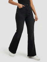 Women Flare Fit Jeans Flare Leg Black High Rise