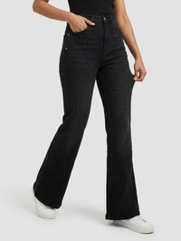 Women Flare Fit Jeans Flare Leg Black High Rise