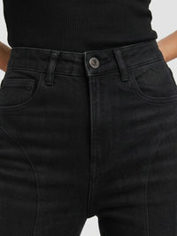 Women Flare Fit Jeans Flare Leg Black High Rise