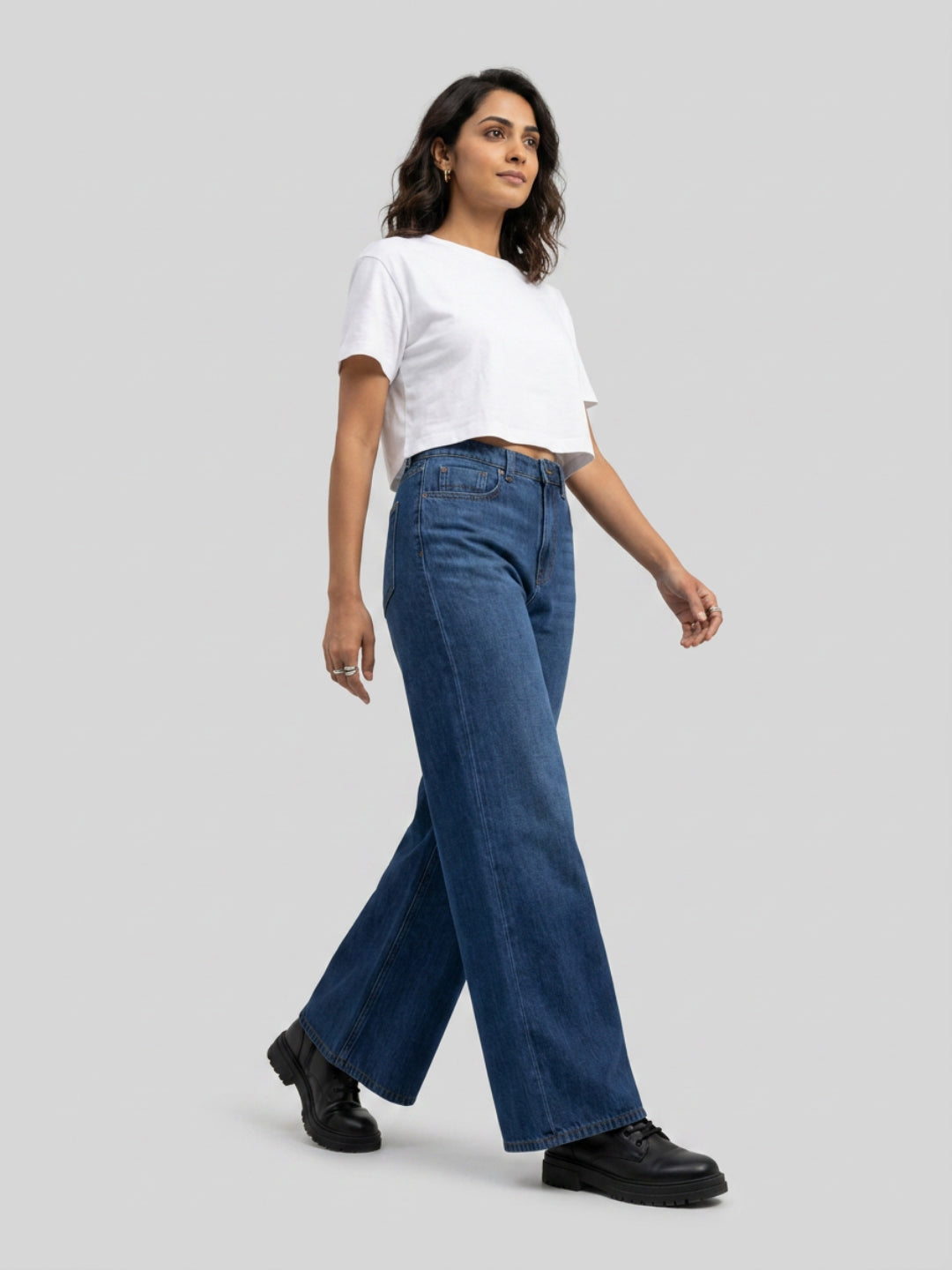 Women Bella-Wide Jeans Wide Leg Dark Blue High Rise